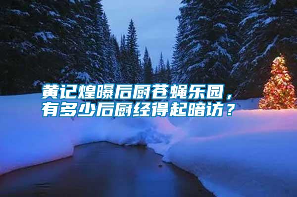 黃記煌曝后廚蒼蠅樂園， 有多少后廚經得起暗訪？