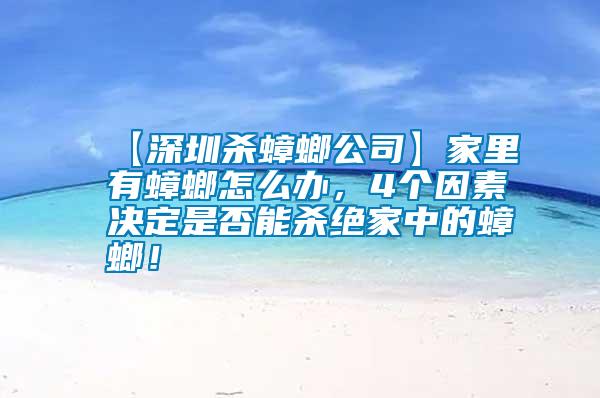 【深圳殺蟑螂公司】家里有蟑螂怎么辦，4個因素決定是否能殺絕家中的蟑螂！