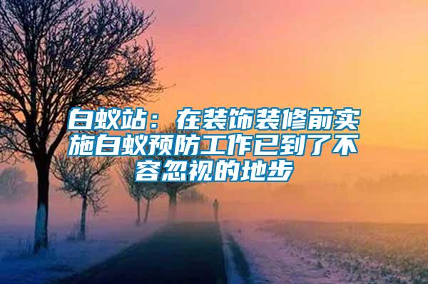 白蟻站：在裝飾裝修前實施白蟻預防工作已到了不容忽視的地步