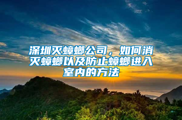 深圳滅蟑螂公司，如何消滅蟑螂以及防止蟑螂進(jìn)入室內(nèi)的方法
